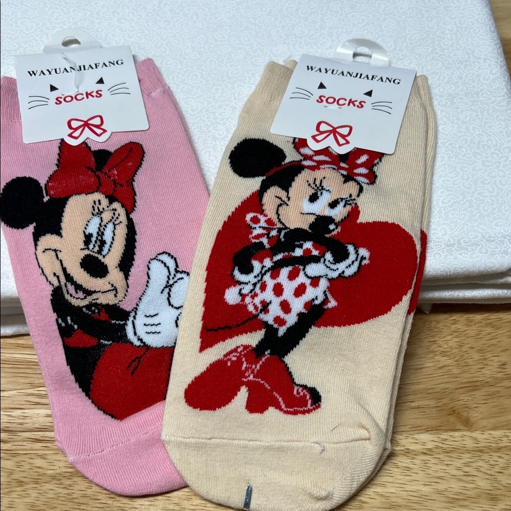 Minnie Mouse Ankle Socks - Pink & Cream